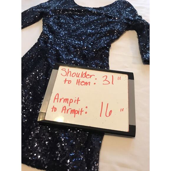 Lulus Delightful Ways Sequin Mini Dress Navy Blue Womens Sz Small Bodycon - Picture 6 of 11